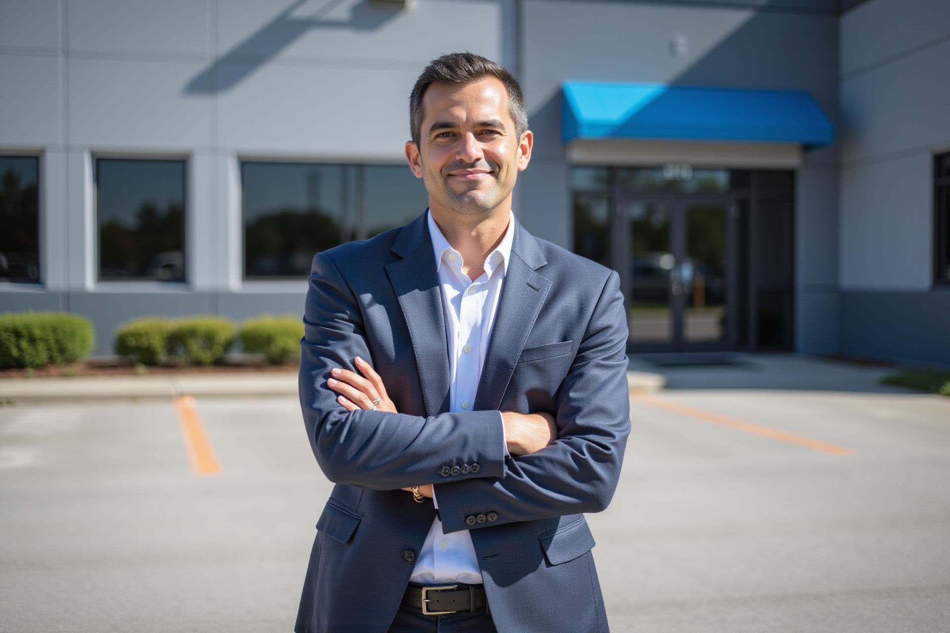 Marcus Rodriguez, President and Chief Operations Officer of NextLevel Manufacturing LLC a manufacturing business in Orlando, Florida standing with a calm, assured presence