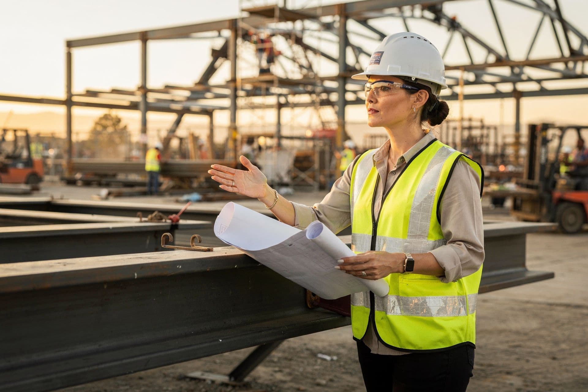 Sophia Ximenez, Chief Operating Officer and Co-Founder of Sierra Xavier Construction a construction business in Southern California standing with quiet confidence